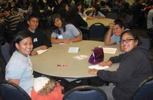 students at dinner